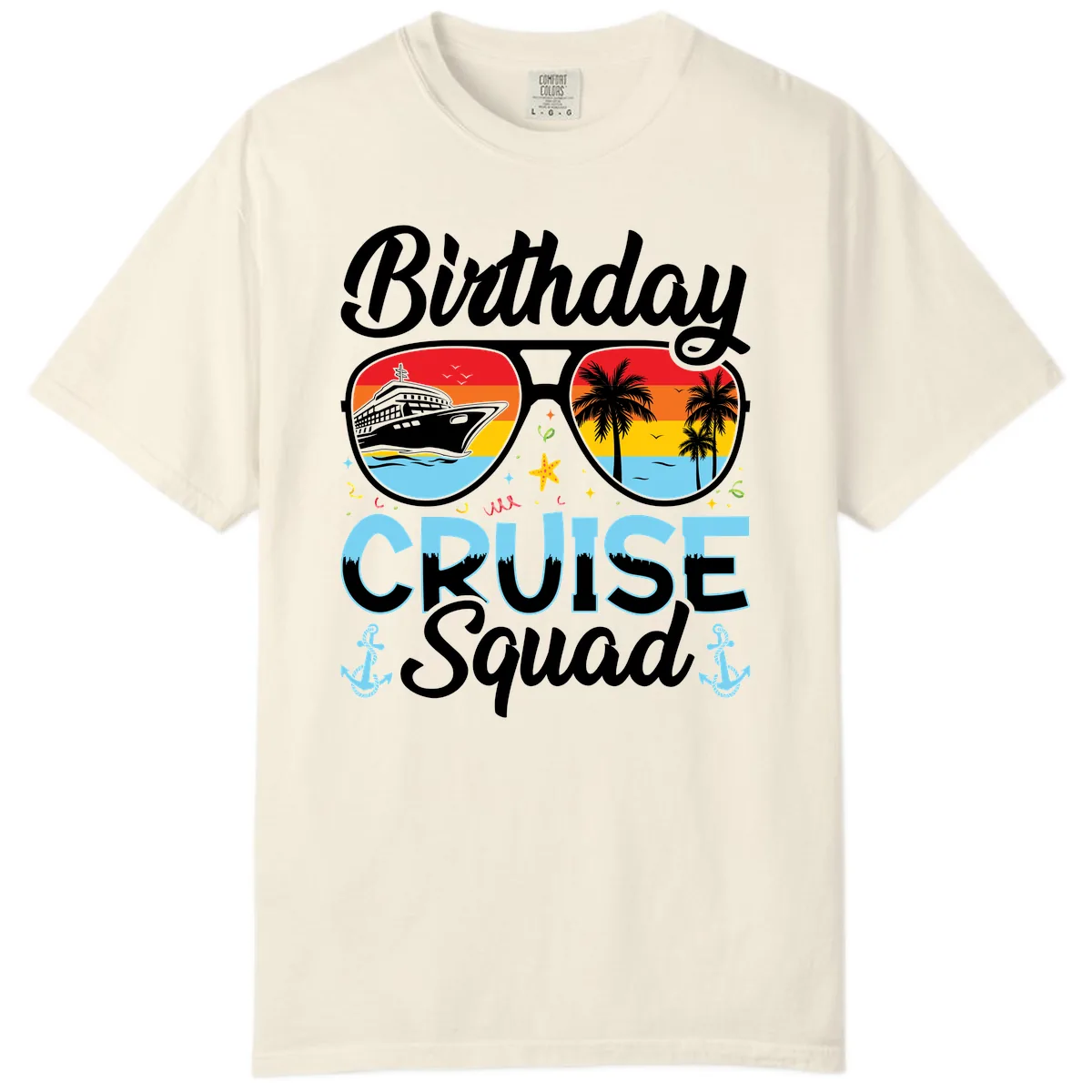 Birthday Cruise Squad Sunglasses Comfort Color in Ivory
