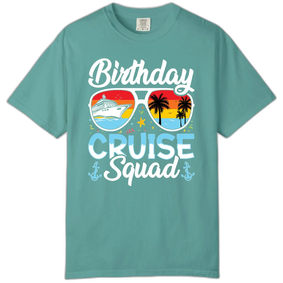 Birthday Cruise Squad Sunglasses Comfort Color in Seafoam