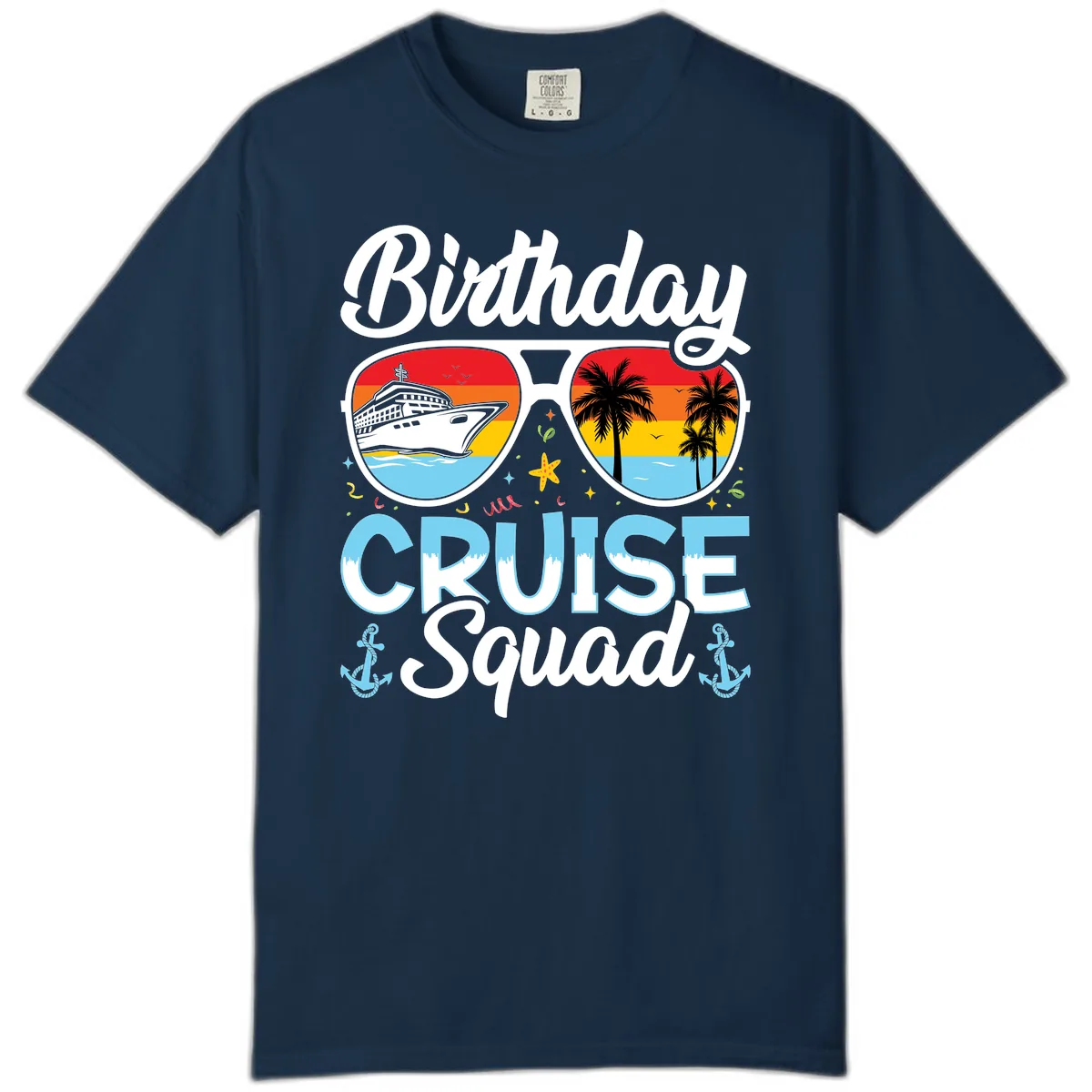 Birthday Cruise Squad Sunglasses Comfort Color in True Navy