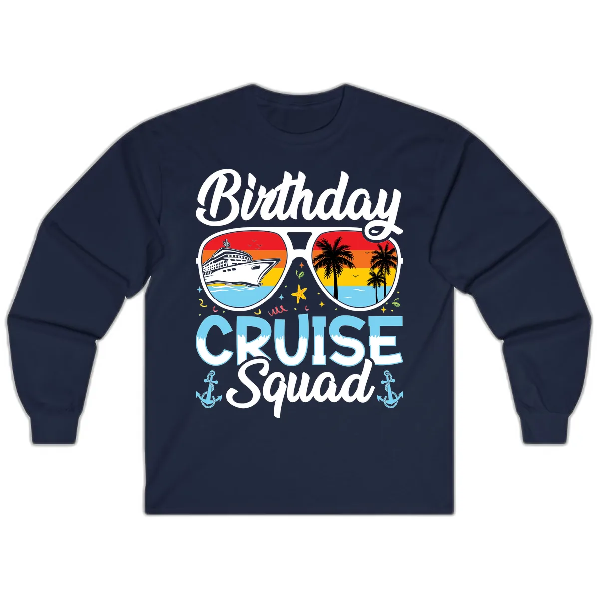 Birthday Cruise Squad Sunglasses Long Sleeve in Navy