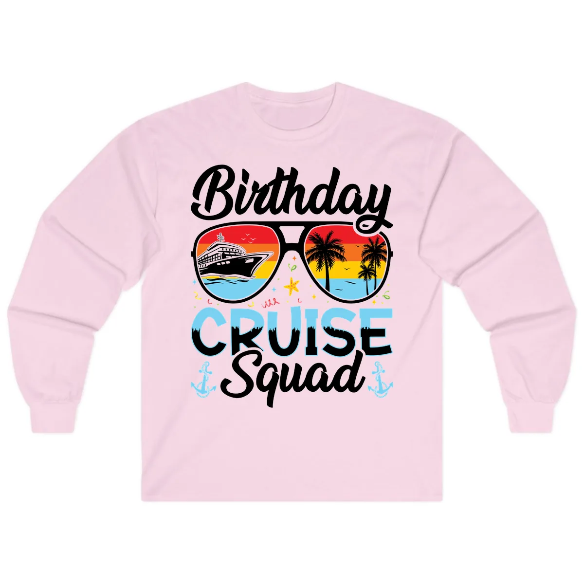 Birthday Cruise Squad Sunglasses Long Sleeve in Light Pink