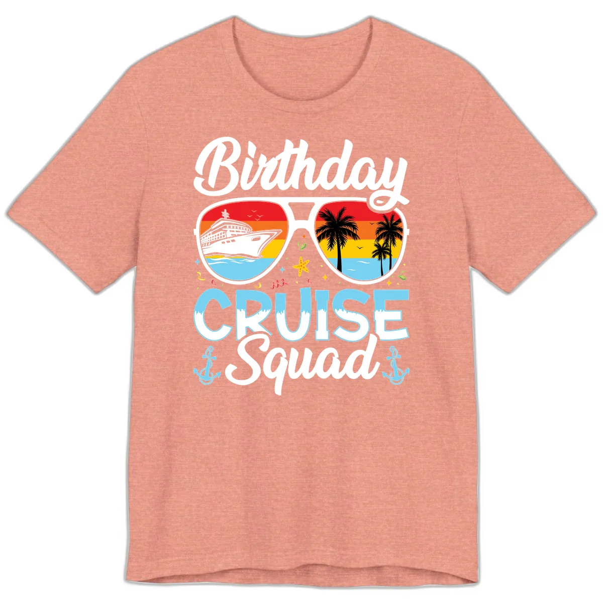Birthday Cruise Squad Sunglasses Premium T-Shirt in Heather Sunset