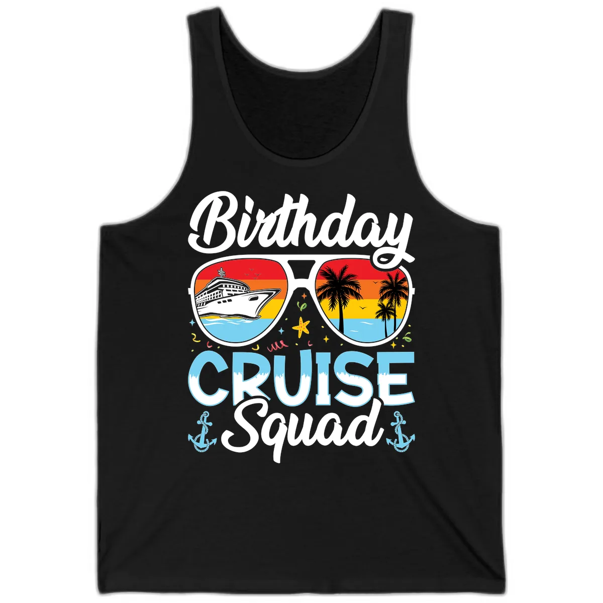 Birthday Cruise Squad Sunglasses Tank in Black