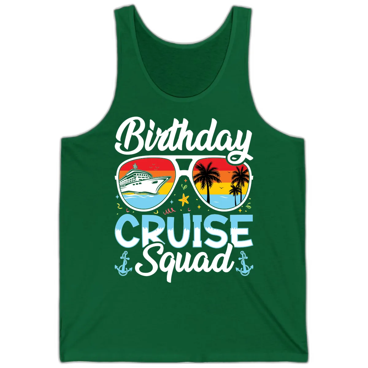 Birthday Cruise Squad Sunglasses Tank in Kelly
