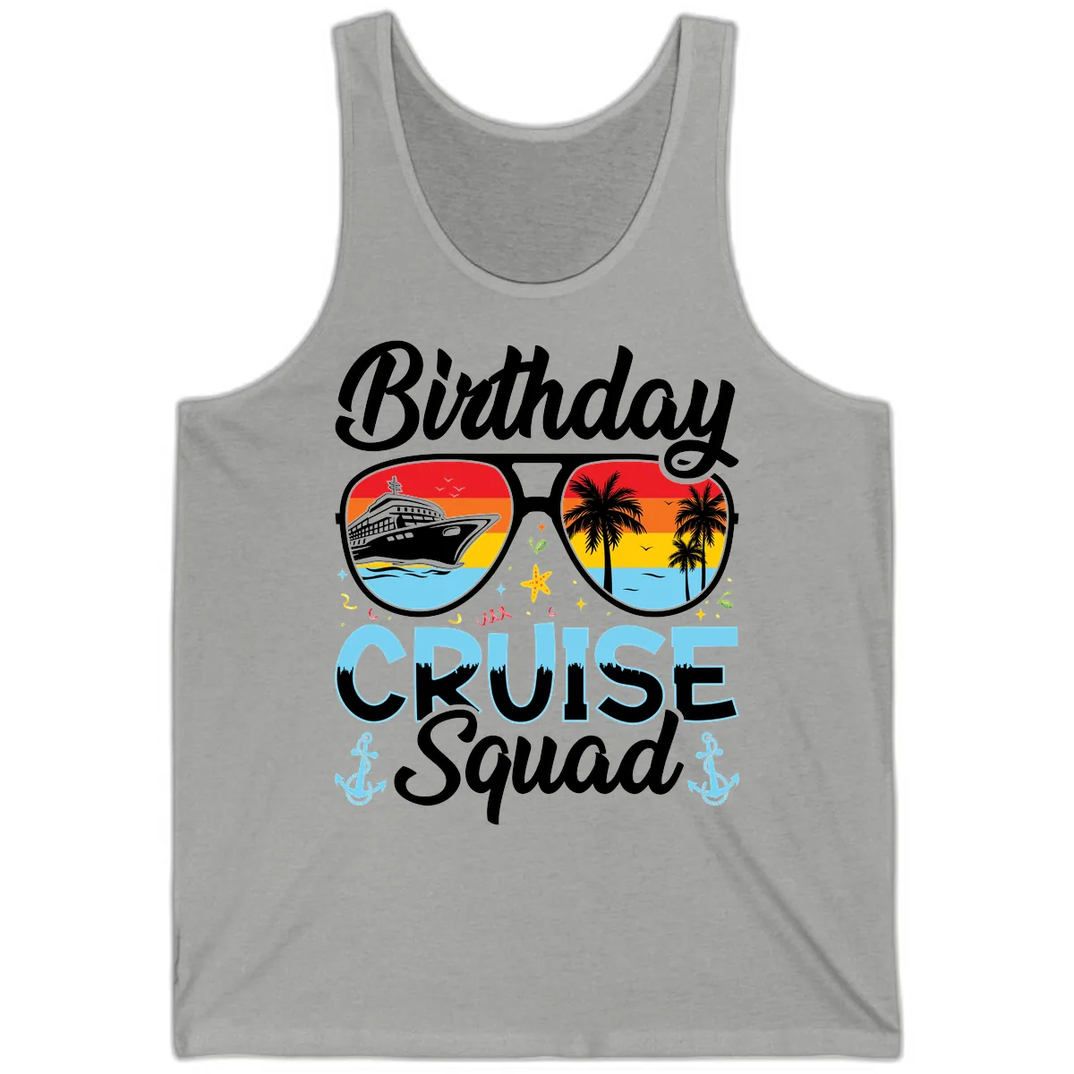 Birthday Cruise Squad Sunglasses Tank in Athletic Heather