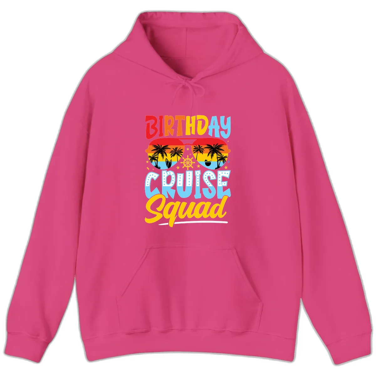 Birthday Cruise Squad Hoodie in Heliconia