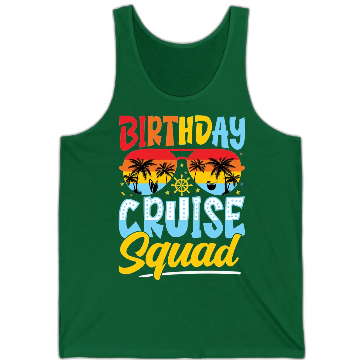 Birthday Cruise Squad Tank in Kelly