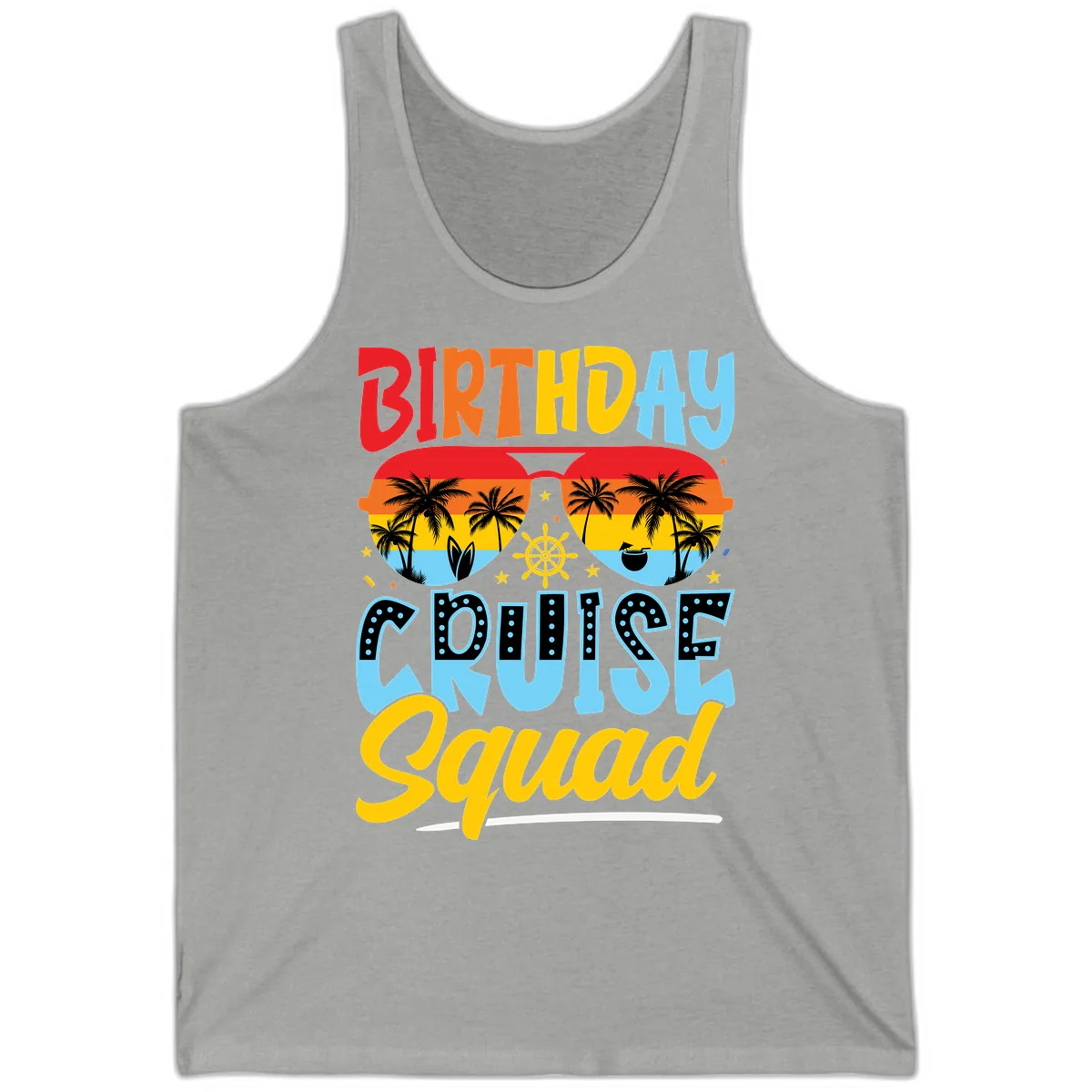 Birthday Cruise Squad Tank in Athletic Heather