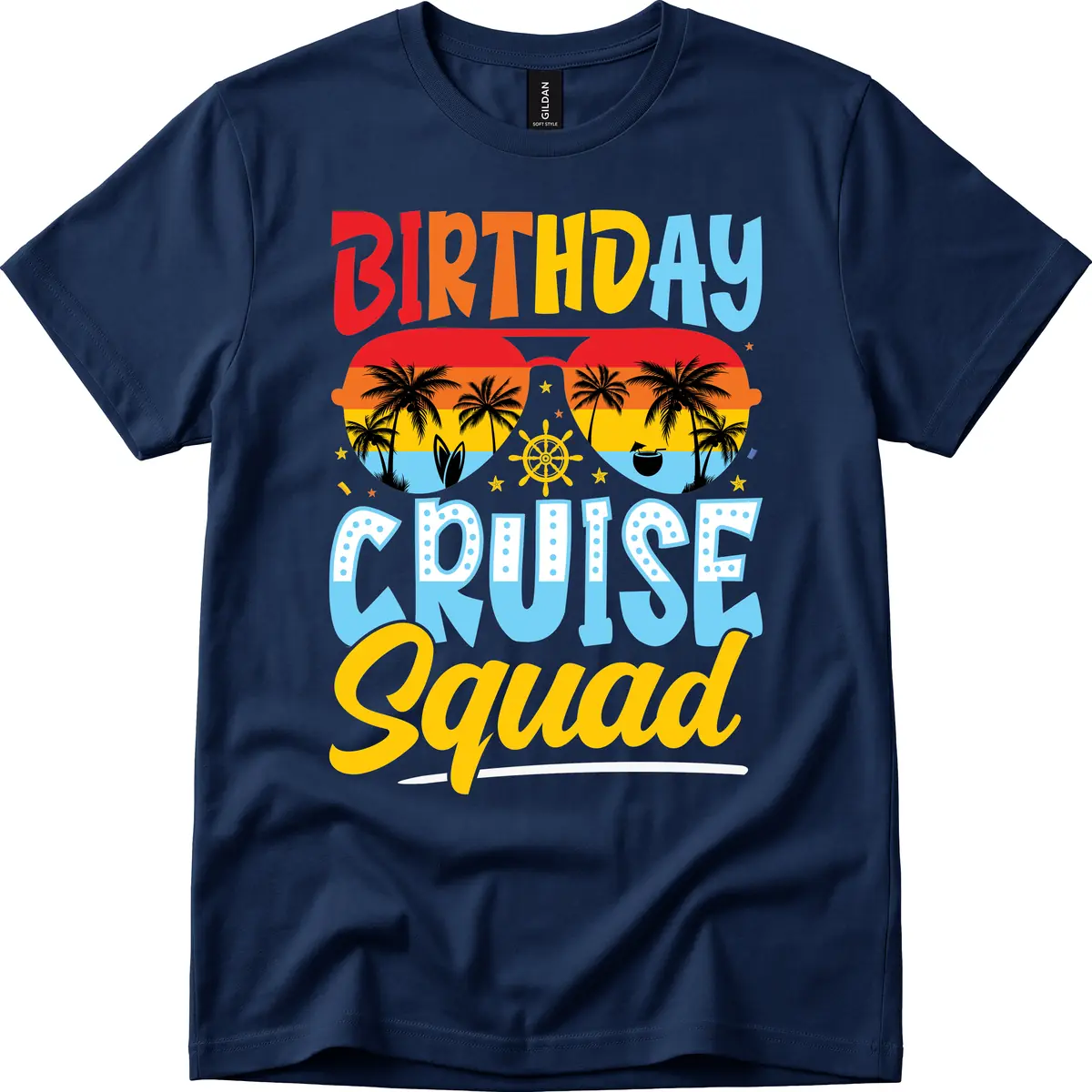 Birthday Cruise Squad T-Shirt in Navy