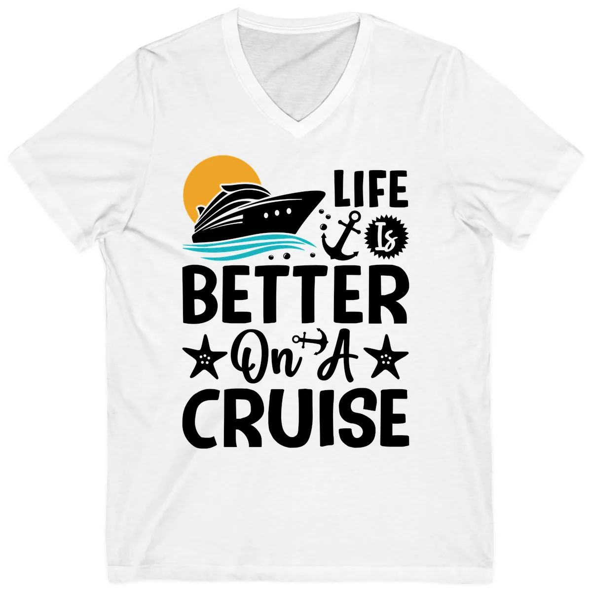 Life Is Better On A Cruise V-Neck in White
