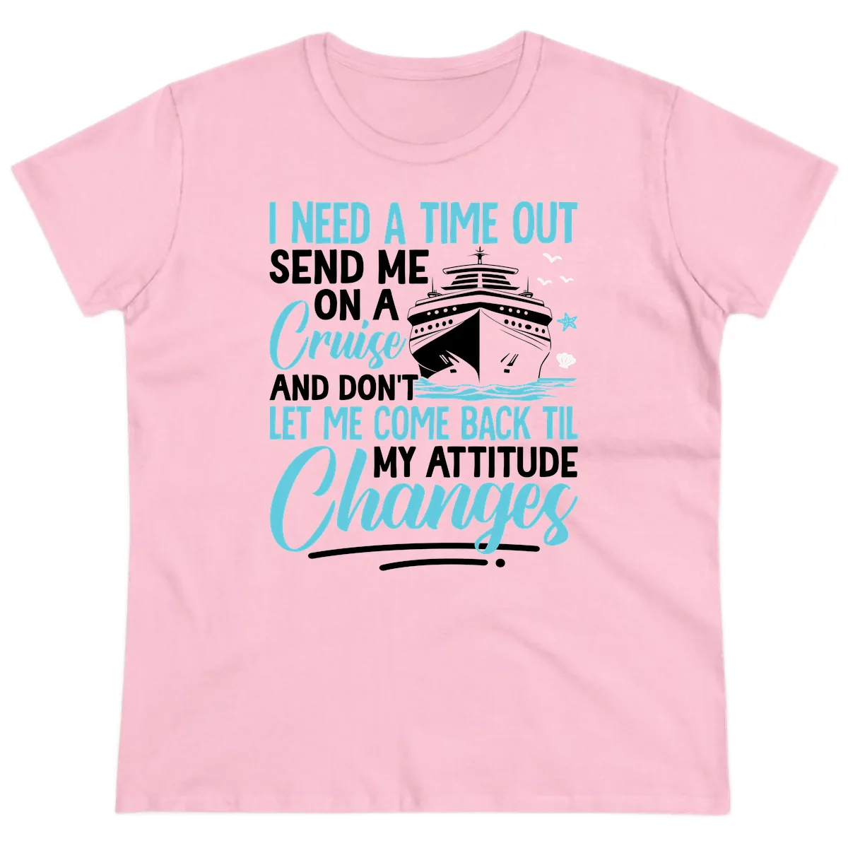 Attitude Adjustment Cruise Escape Ladies Tee in Light Pink