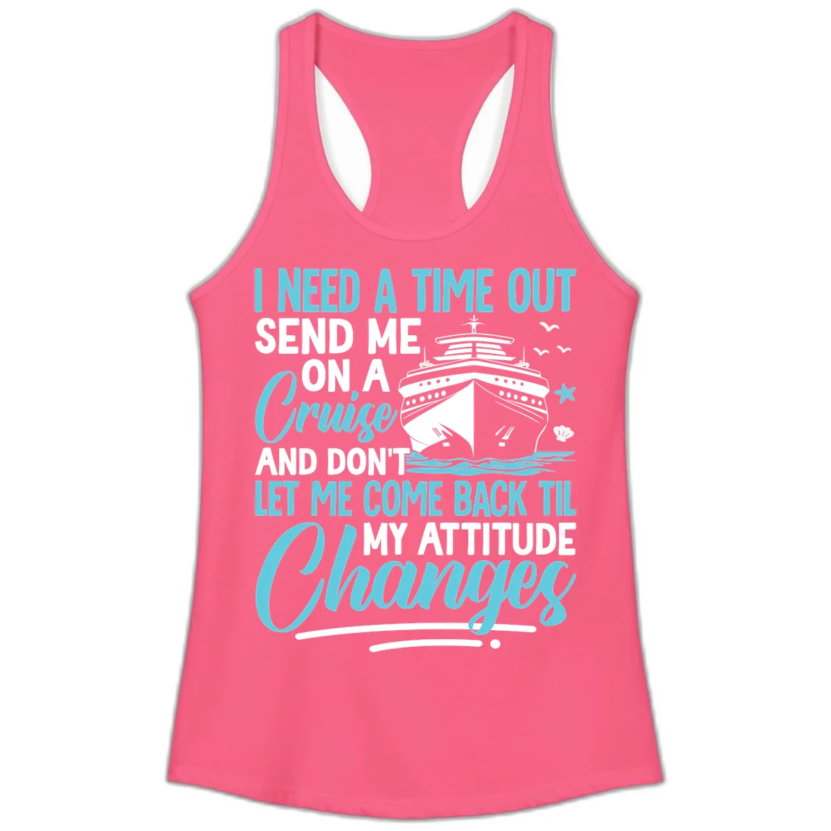 Attitude Adjustment Cruise Escape Ladies Tank in Solid Hot Pink