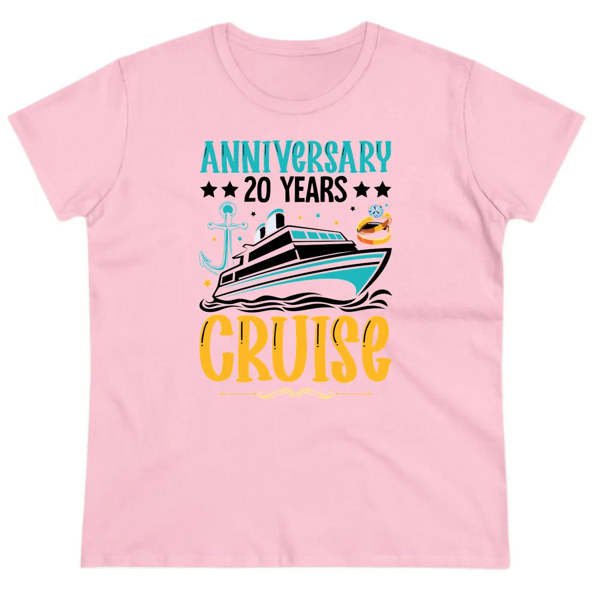Anniversary 20 Years Cruise Ladies Tee in Light Pink