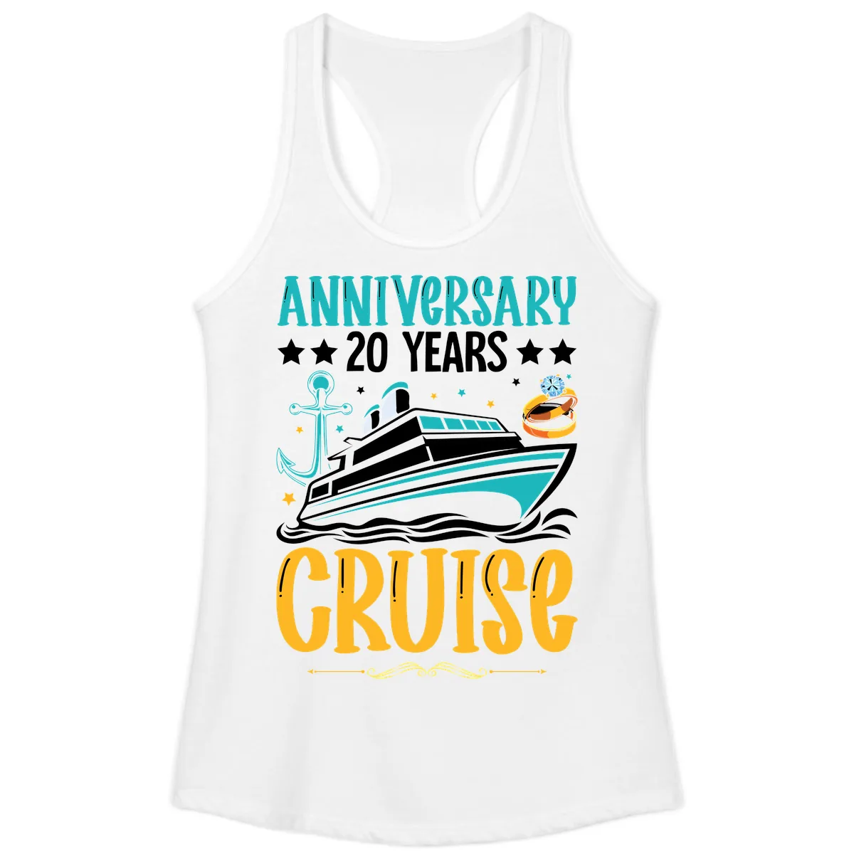 Anniversary 20 Years Cruise Ladies Tank in White