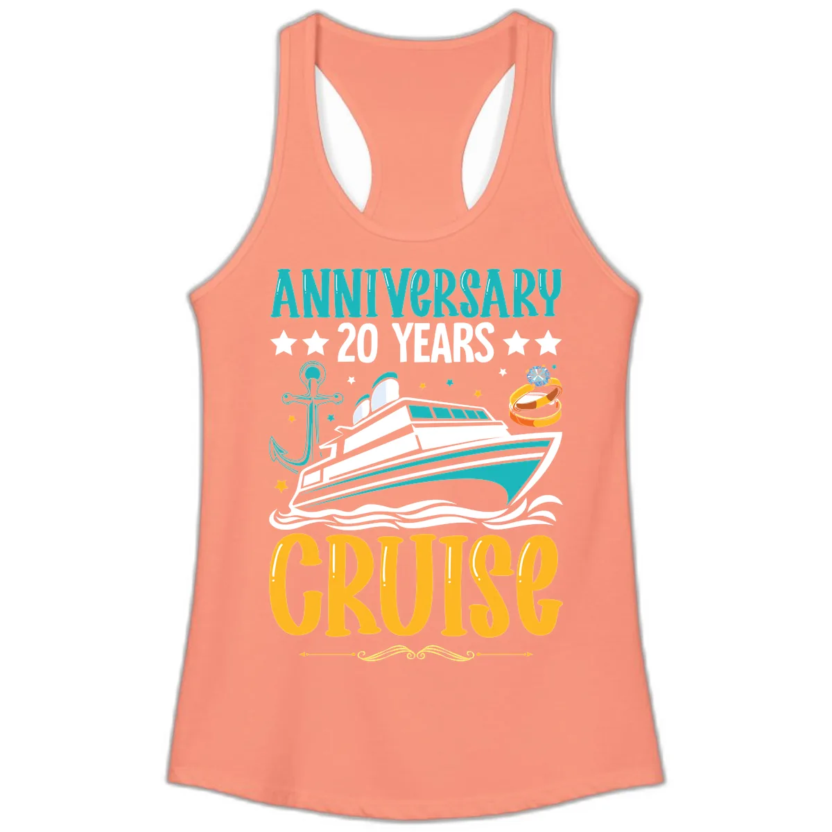 Anniversary 20 Years Cruise Ladies Tank in Solid Light Orange