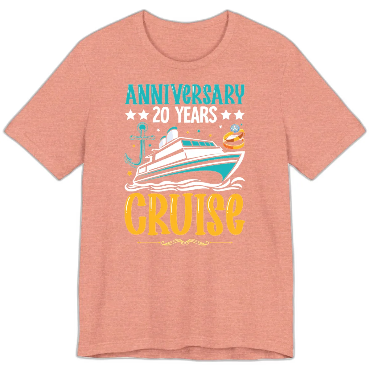 Anniversary 20 Years Cruise Premium T-Shirt in Heather Sunset