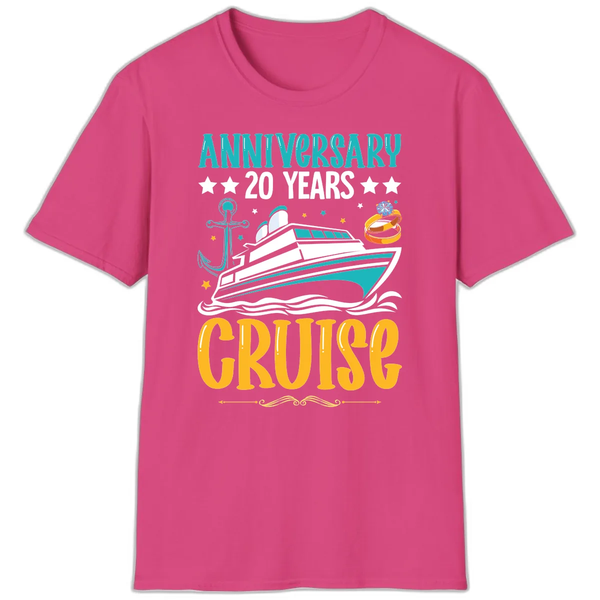 Anniversary 20 Years Cruise T-Shirt in Heliconia