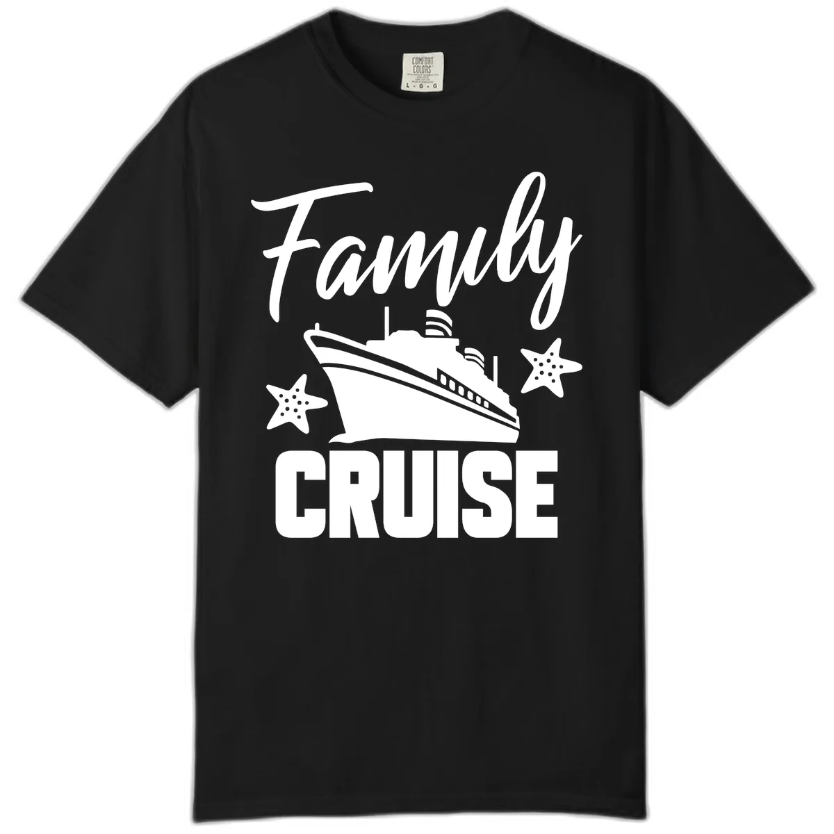Family Cruise Ship & Starfish Comfort Color in Black