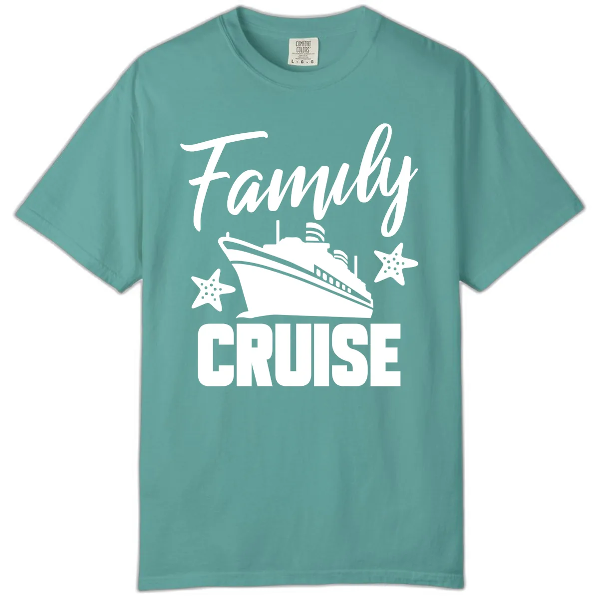 Family Cruise Ship & Starfish Comfort Color in Seafoam