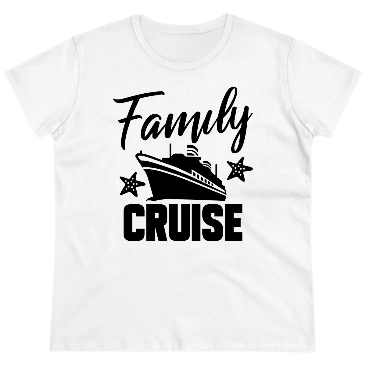 Family Cruise Ship & Starfish Ladies Tee in White