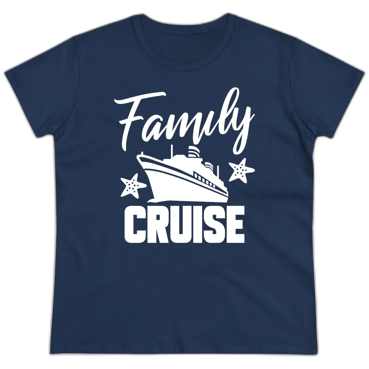 Family Cruise Ship & Starfish Ladies Tee in Navy