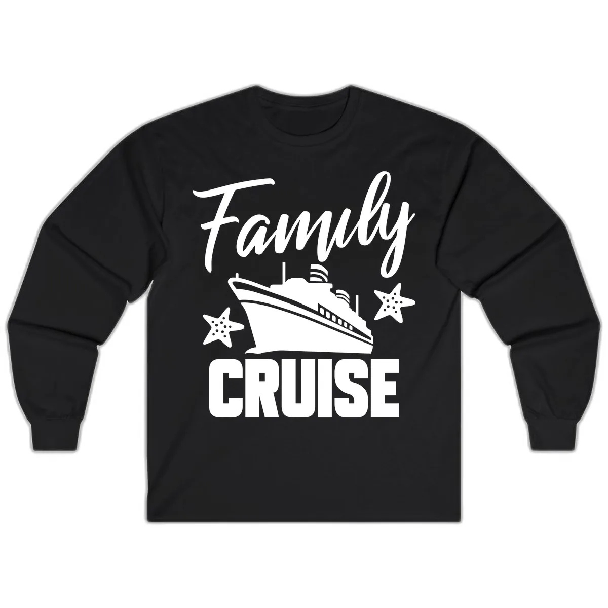Family Cruise Ship & Starfish Long Sleeve in Black