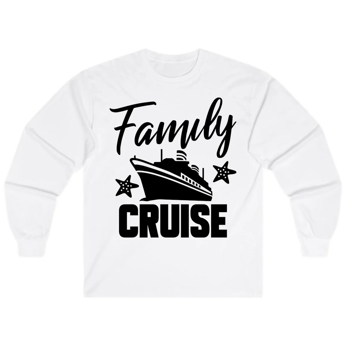 Family Cruise Ship & Starfish Long Sleeve in White