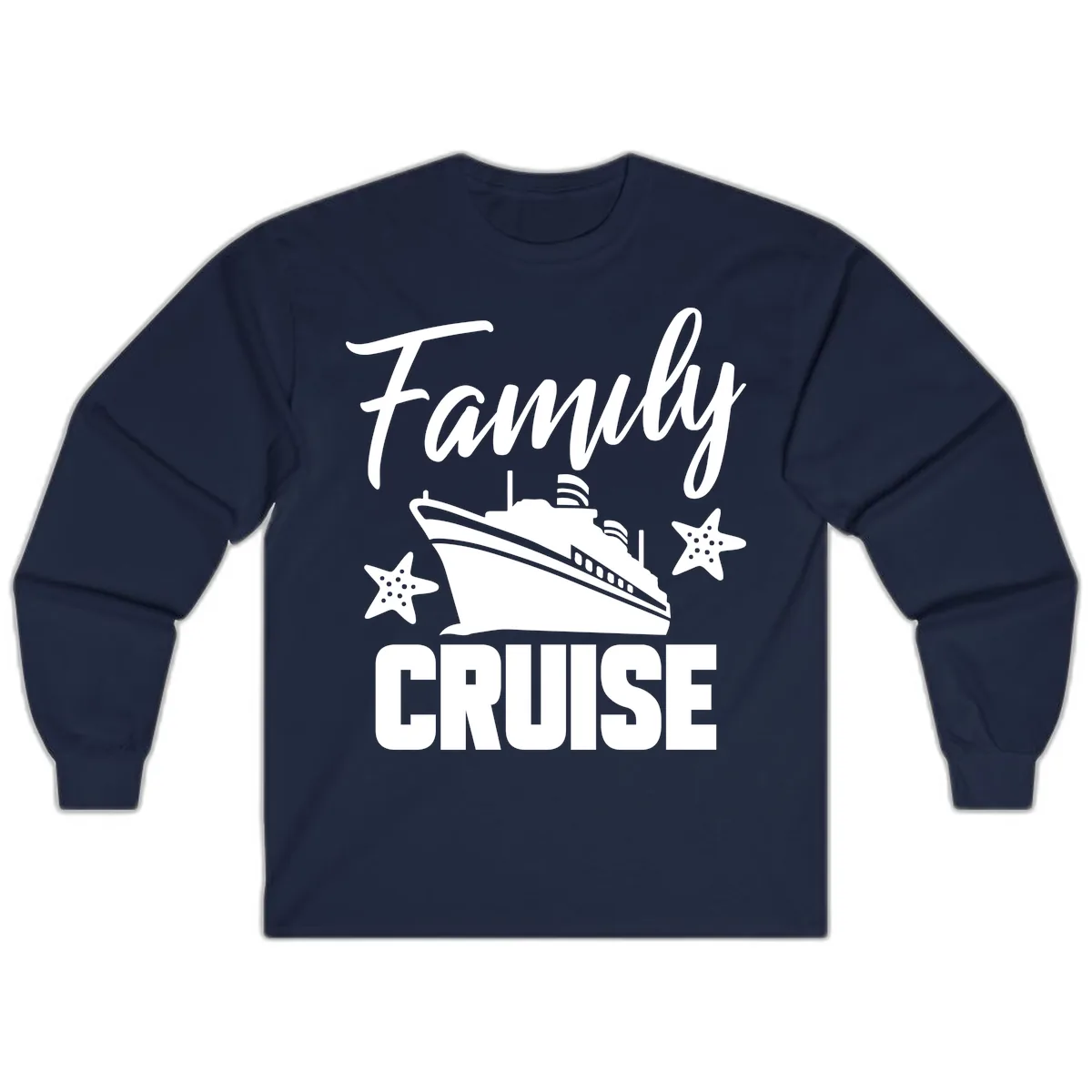 Family Cruise Ship & Starfish Long Sleeve in Navy