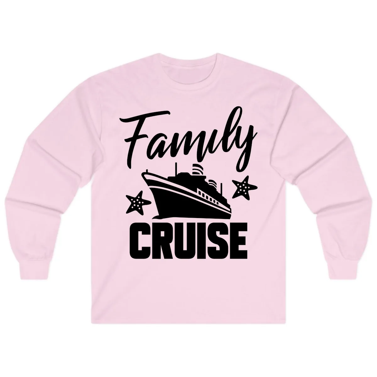 Family Cruise Ship & Starfish Long Sleeve in Light Pink