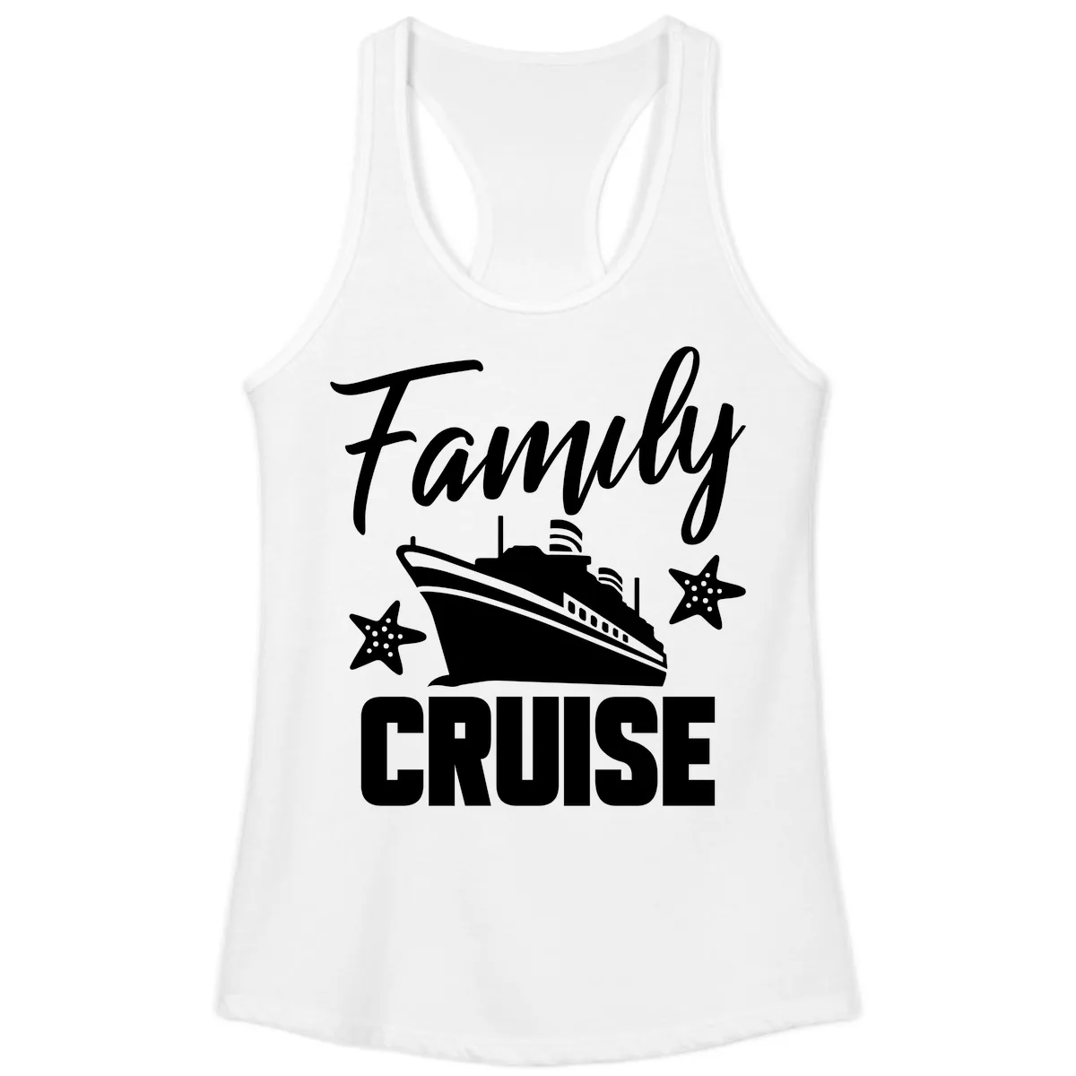 Family Cruise Ship & Starfish Ladies Tank in White