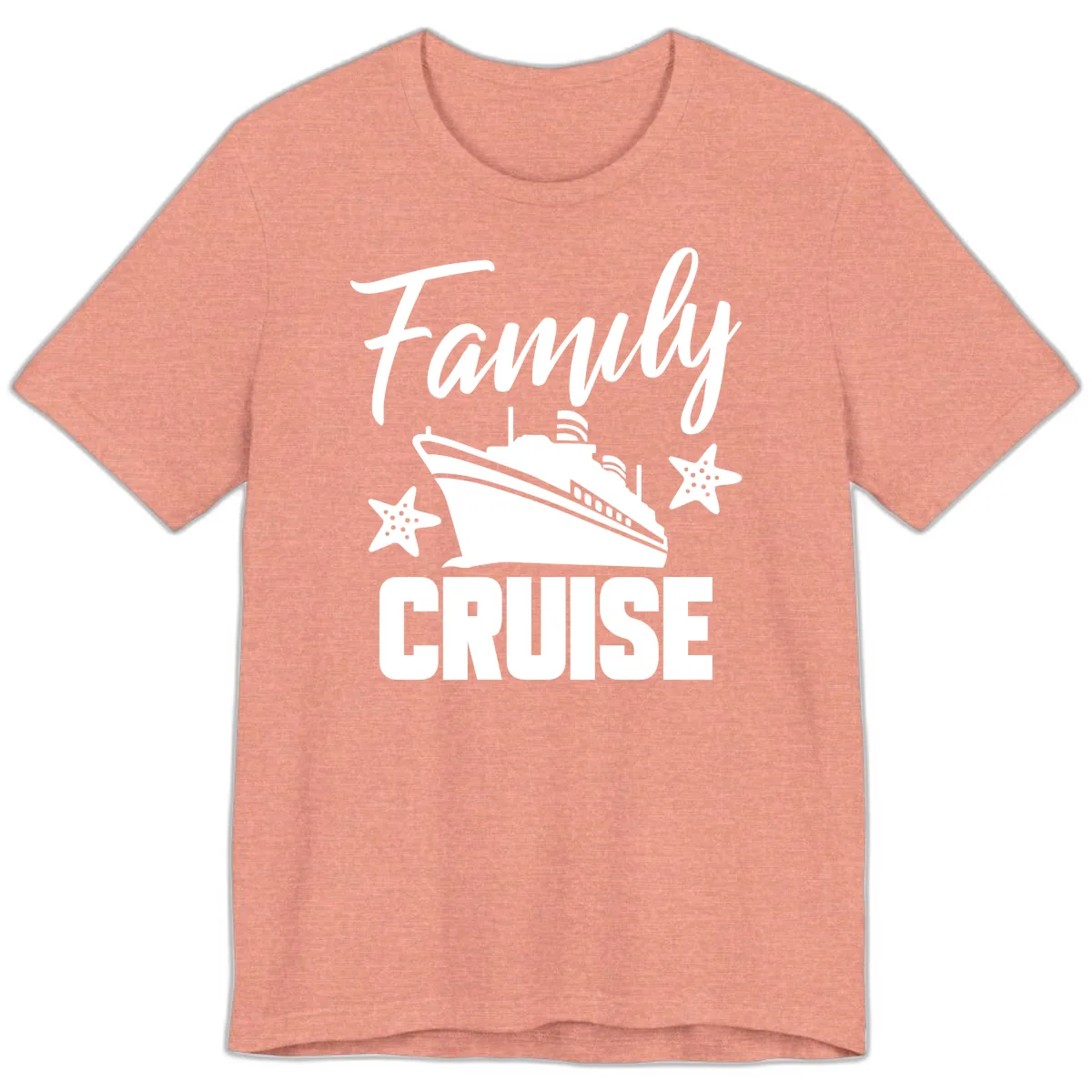 Family Cruise Ship & Starfish Premium T-Shirt in Heather Sunset