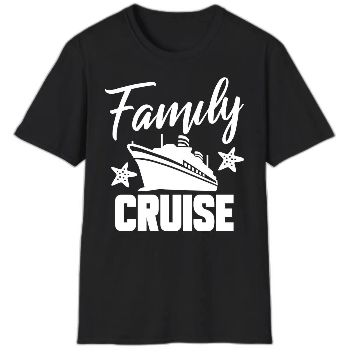 Family Cruise Ship & Starfish T-Shirt in Black