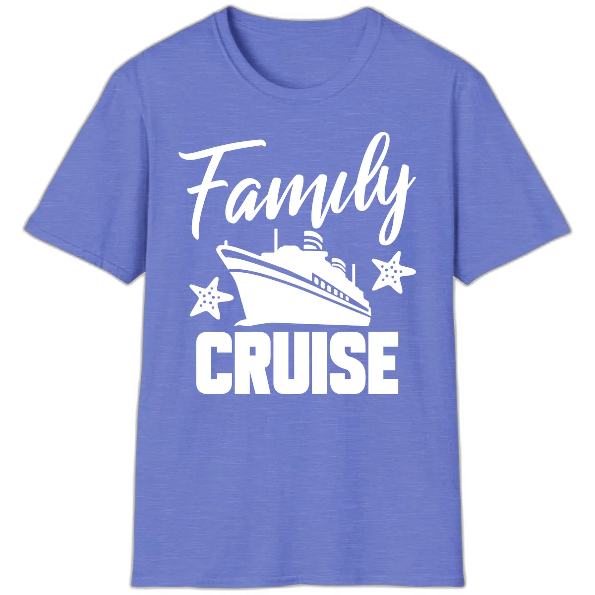 Family Cruise Ship & Starfish T-Shirt in Heather Royal
