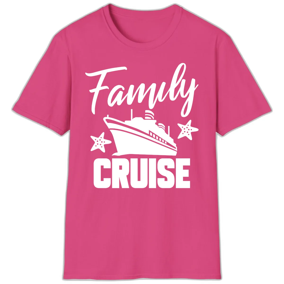 Family Cruise Ship & Starfish T-Shirt in Heliconia