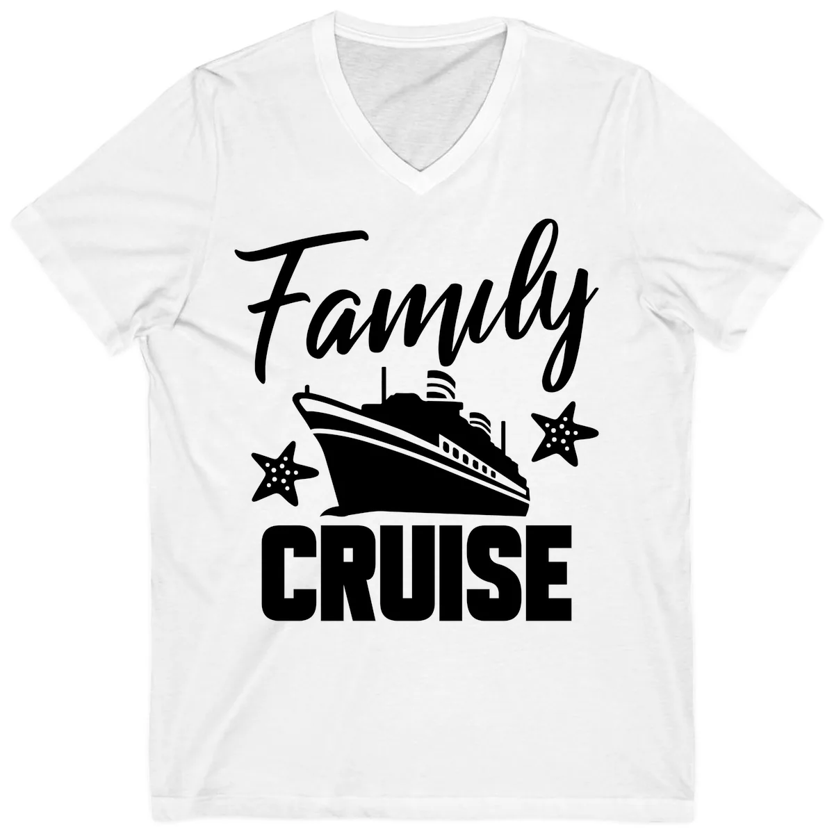 Family Cruise Ship & Starfish V-Neck in White