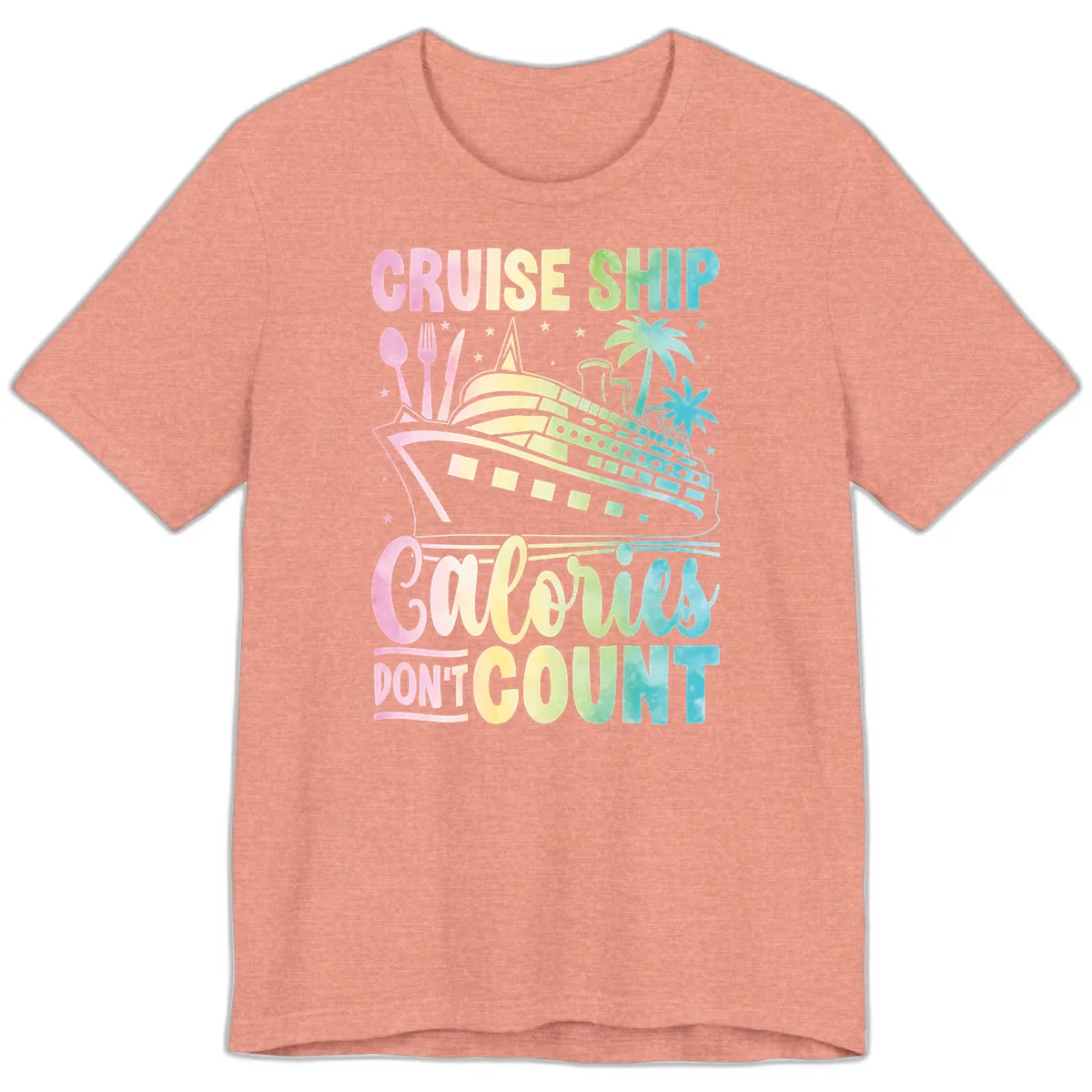 Cruise Ship Calories Don't Count Premium T-Shirt in Heather Sunset