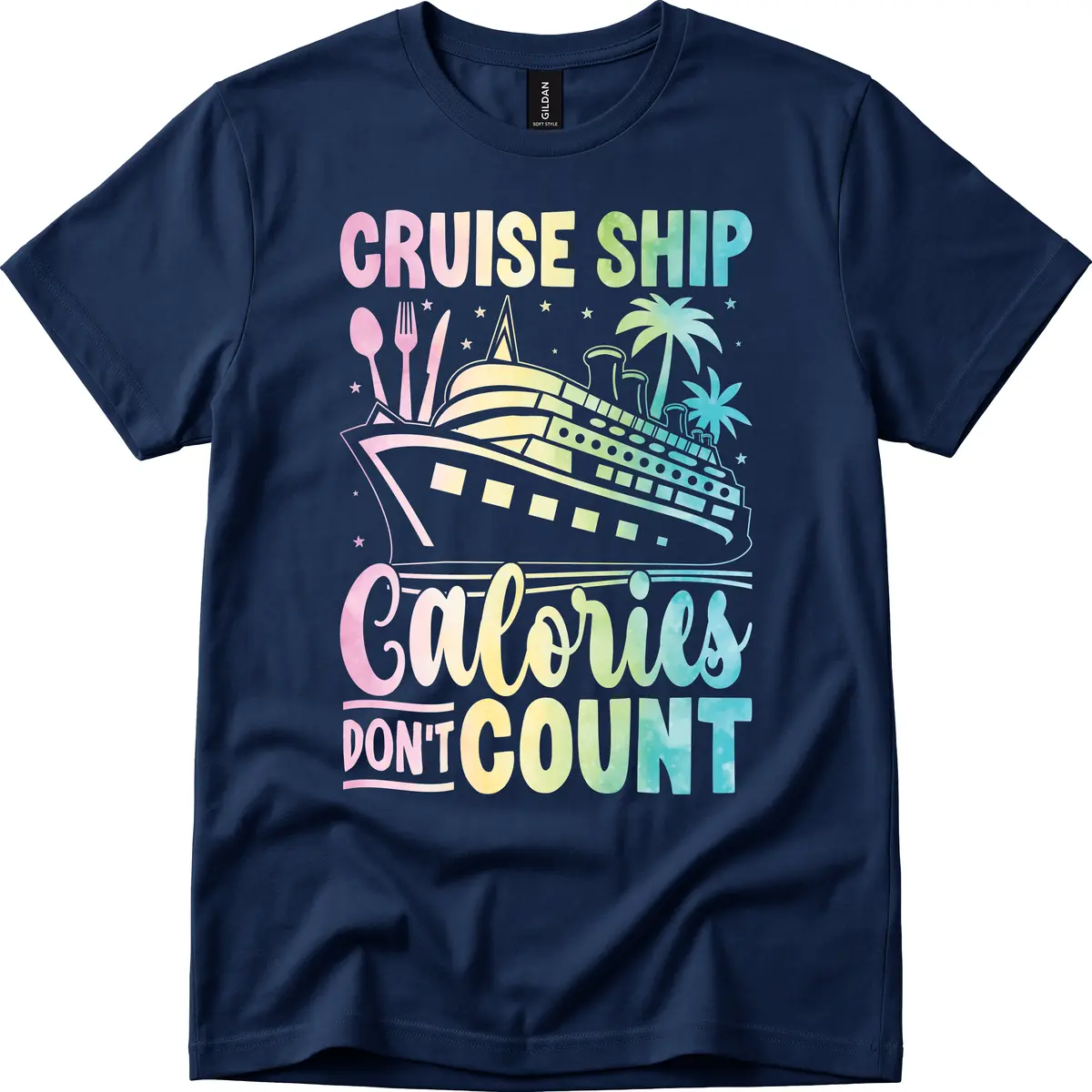 Cruise Ship Calories Don't Count T-Shirt in Navy