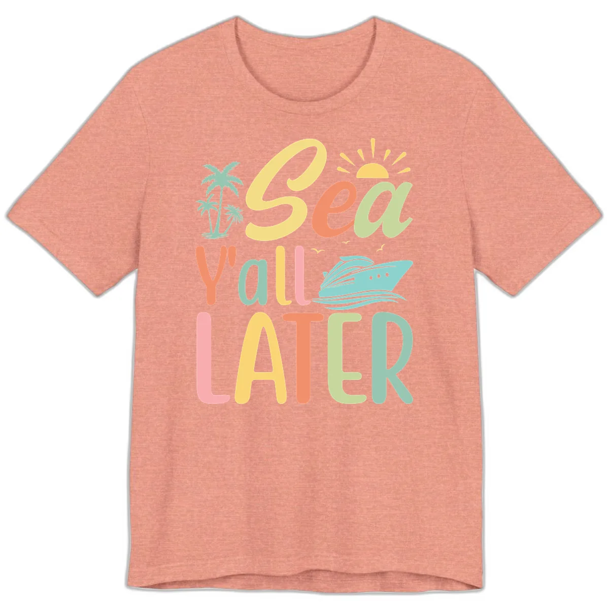 Sea Ya Later Cruise Premium T-Shirt in Heather Sunset