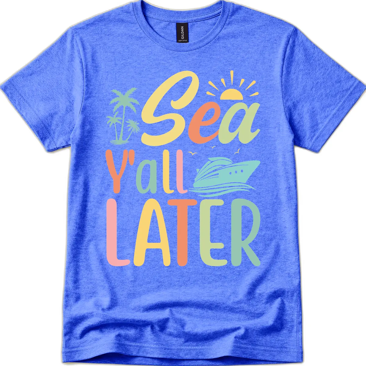 Sea Ya Later Cruise T-Shirt in Heather Royal