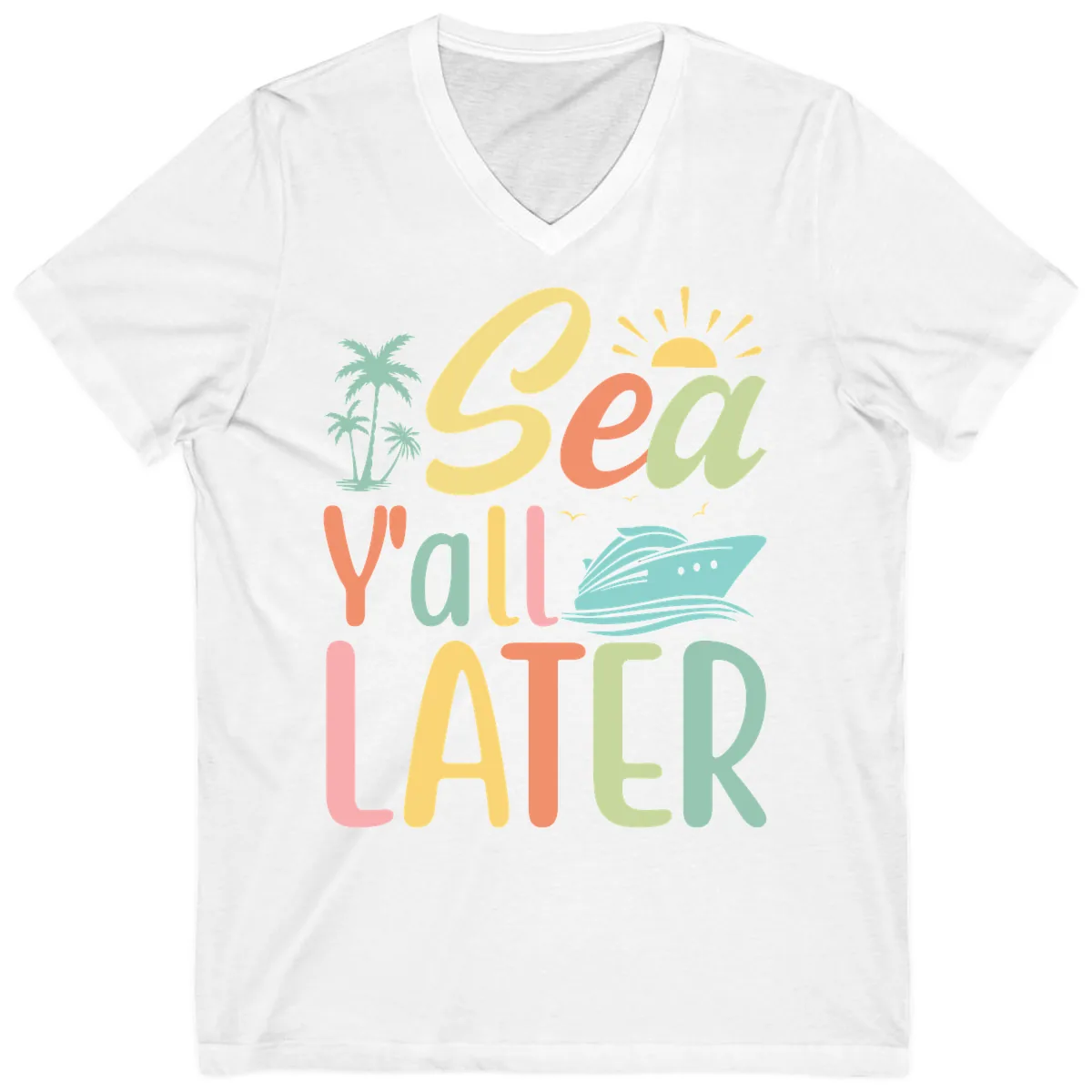 Sea Ya Later Cruise V-Neck in White