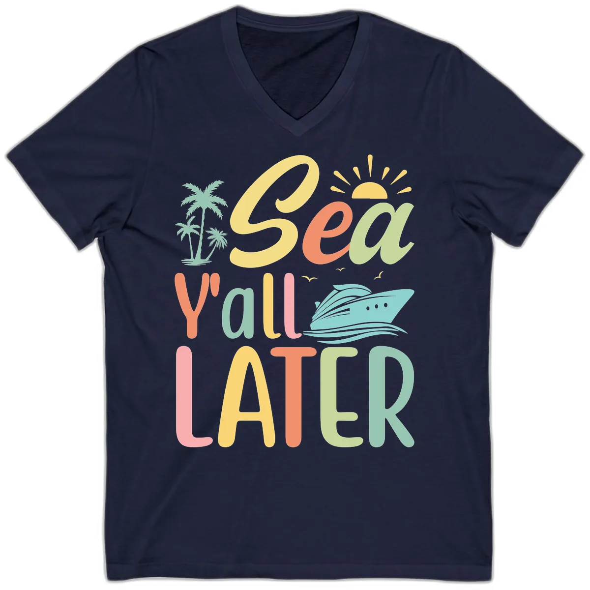 Sea Ya Later Cruise V-Neck in Navy