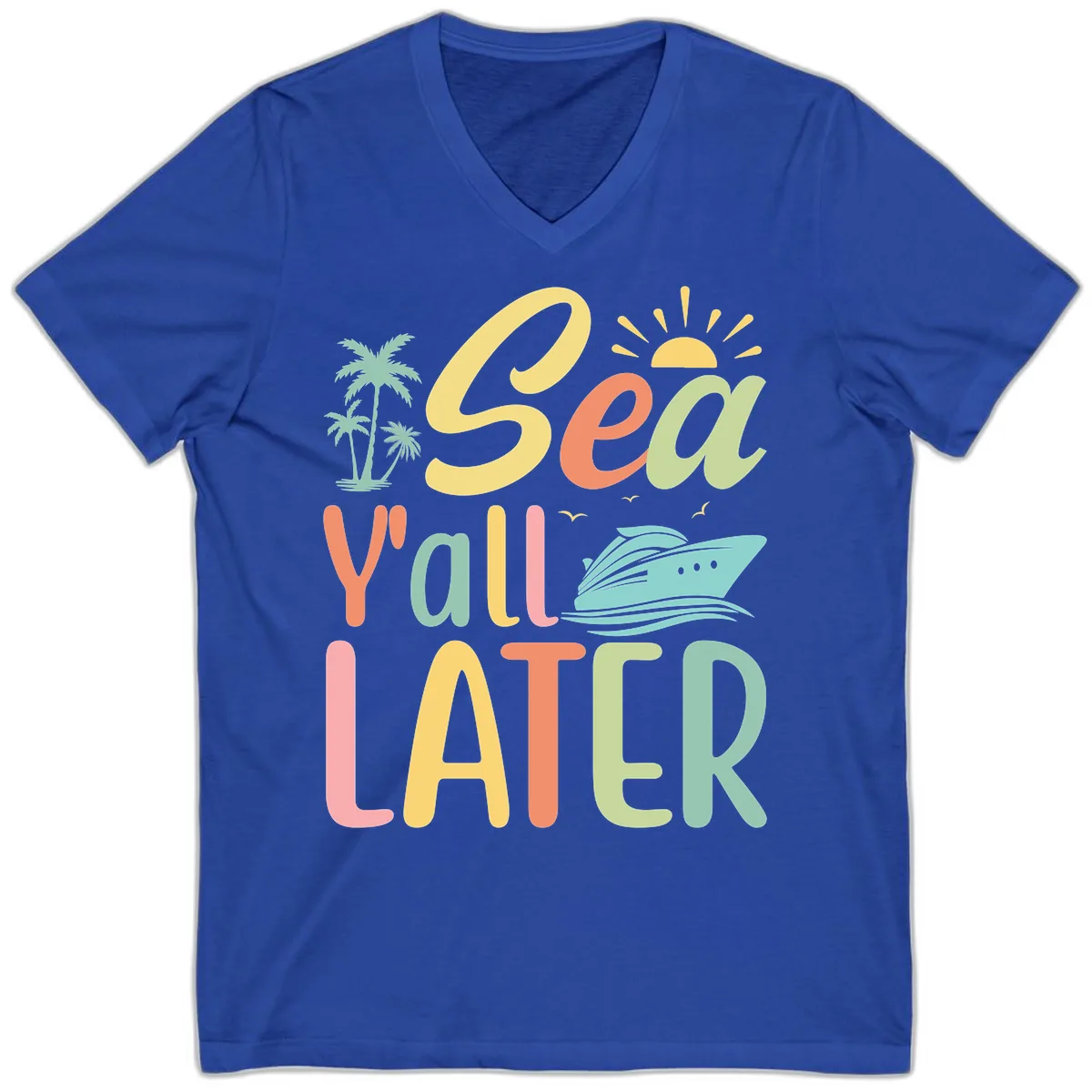 Sea Ya Later Cruise V-Neck in True Royal