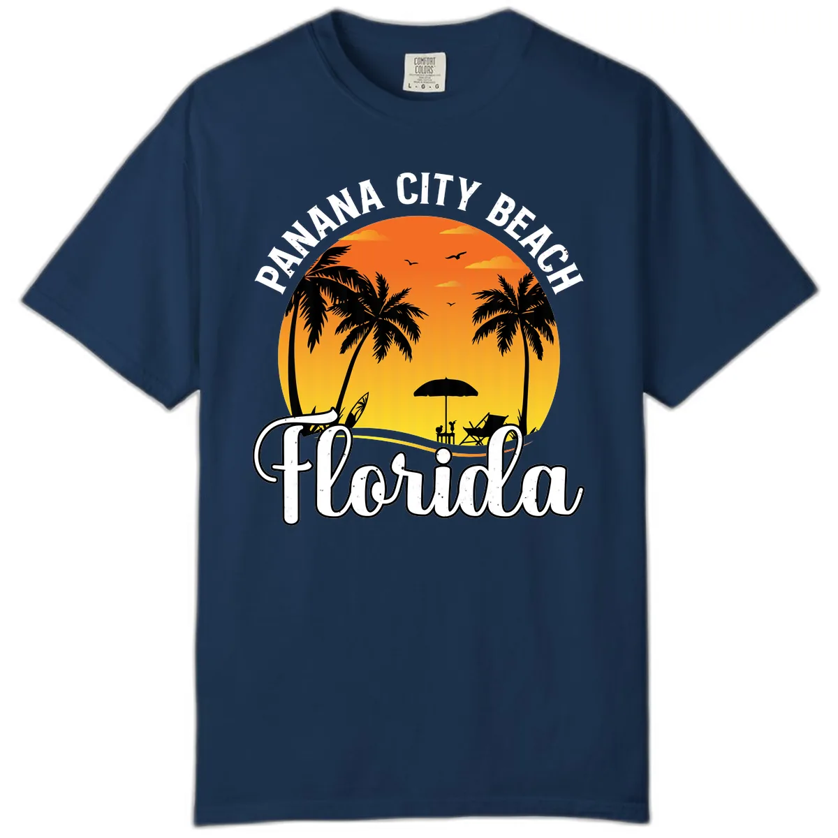 Panama City Beach Tiki Sunset Comfort Color in Navy