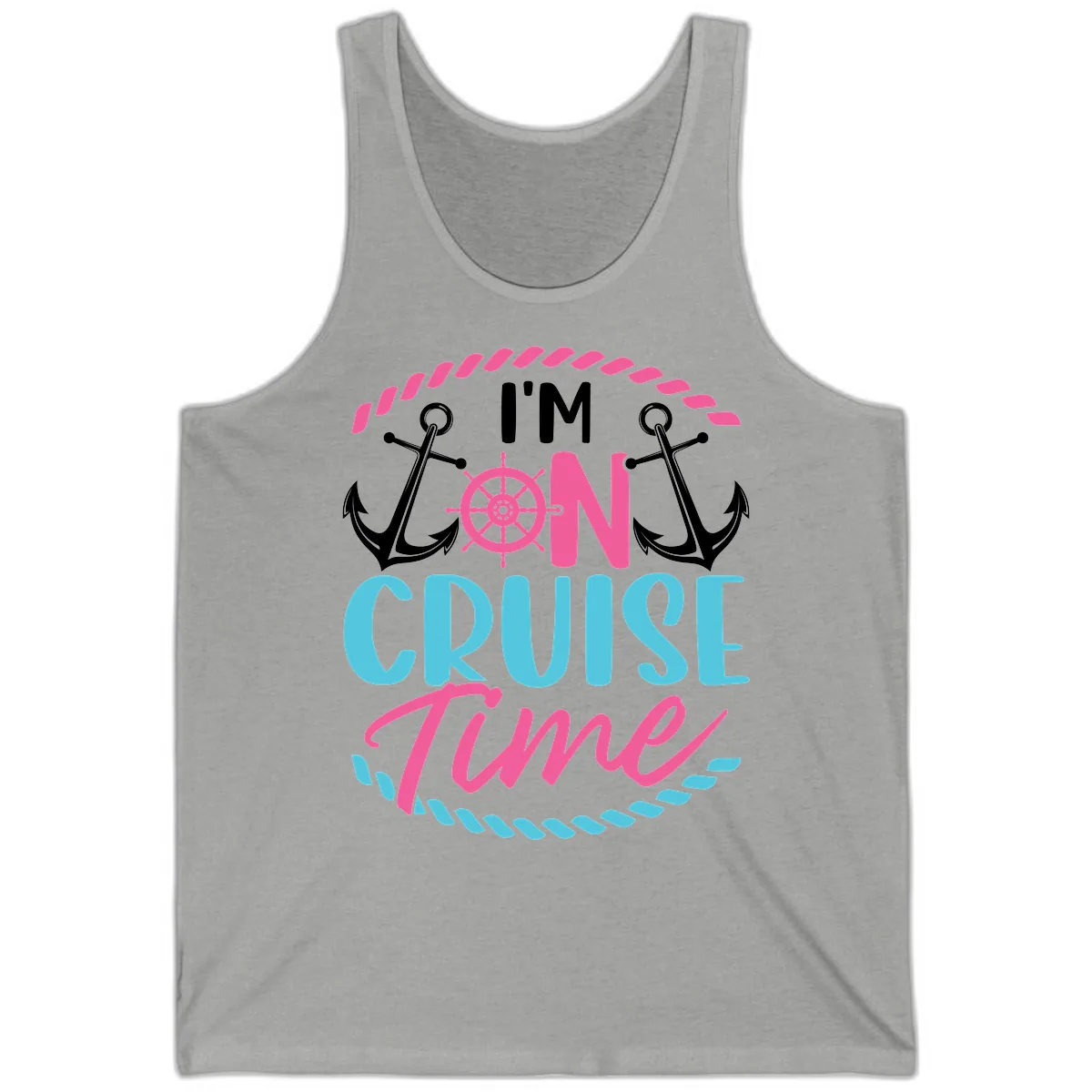 I'm On Cruise Time Tank in Athletic Heather