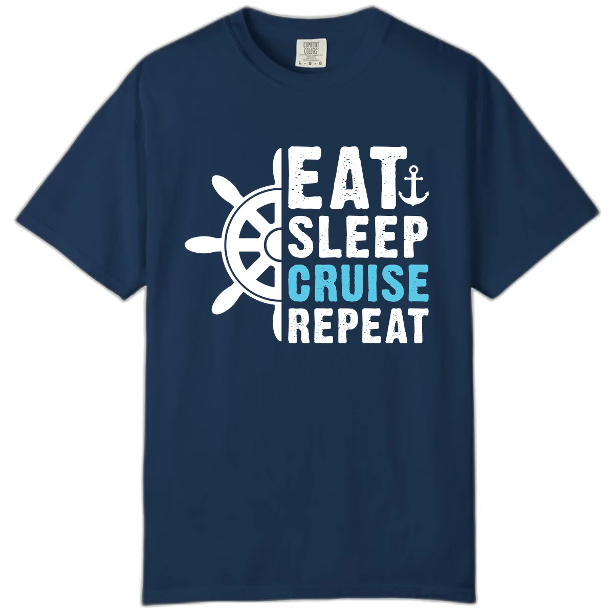 Eat Sleep Cruise Repeat Comfort Color in Navy