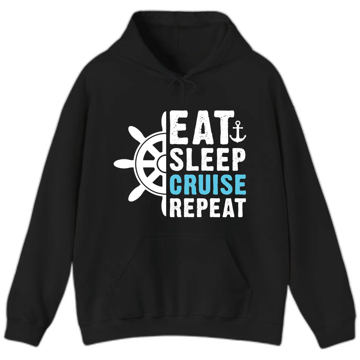 Eat Sleep Cruise Repeat Hoodie in Black