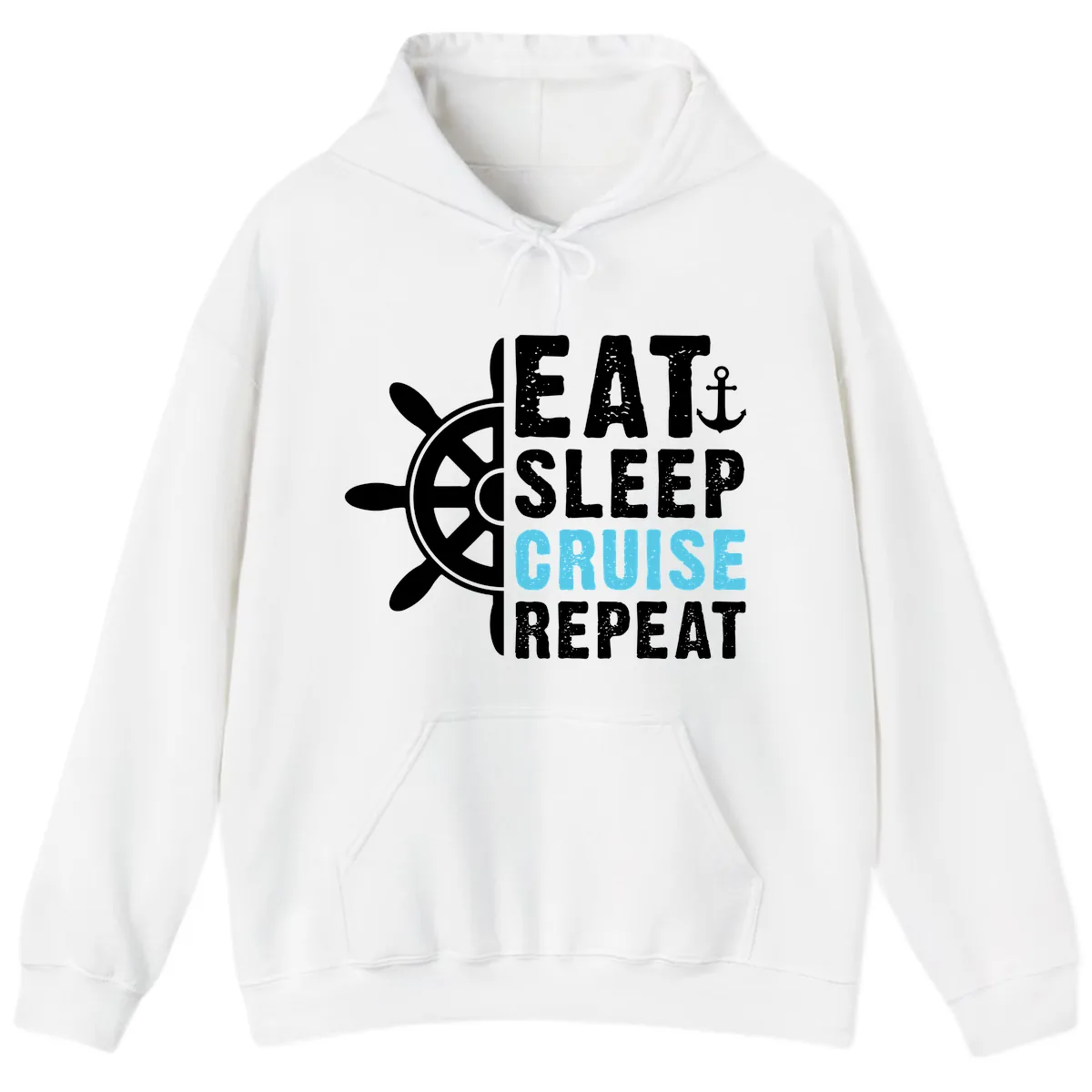 Eat Sleep Cruise Repeat Hoodie in White