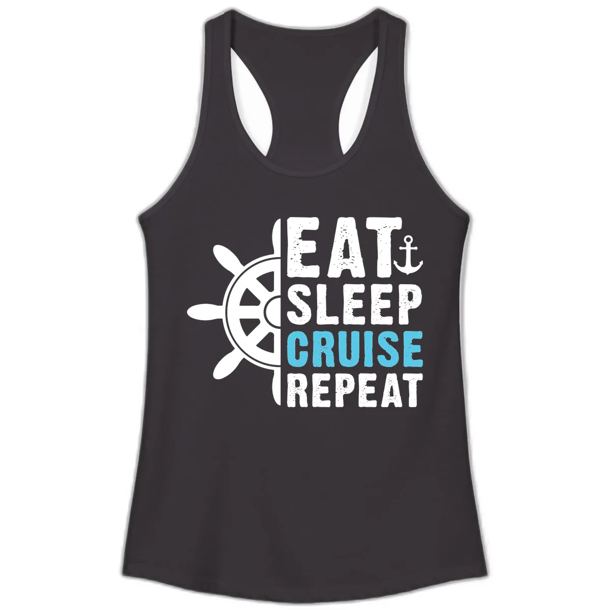 Eat Sleep Cruise Repeat Ladies Tank in Black