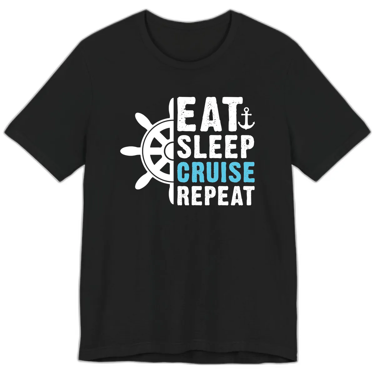 Eat Sleep Cruise Repeat Premium T-Shirt in Black