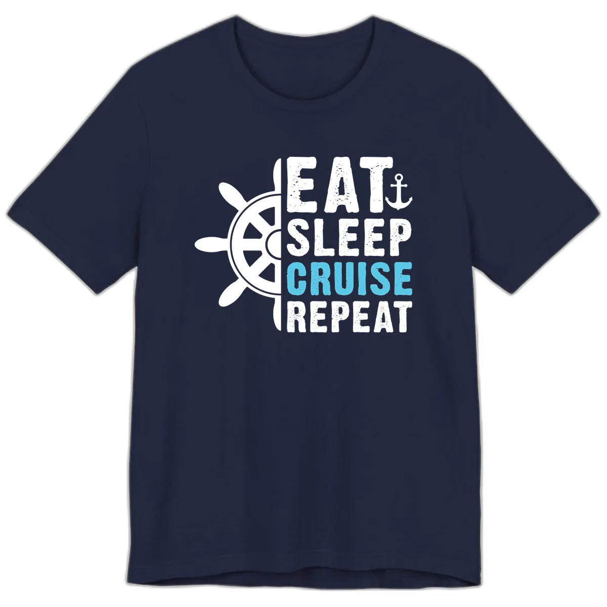 Eat Sleep Cruise Repeat Premium T-Shirt in Navy